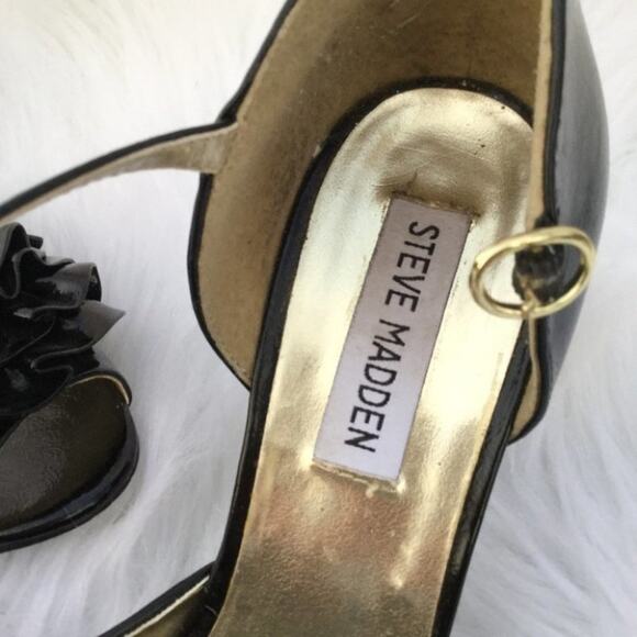 Steve Madden Talisa Black Ruffle Heels Size 7.5 - Picture 3 of 8